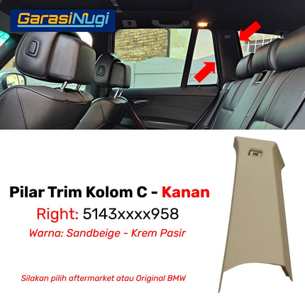 Pillar Trim Kolom C BMW E83 Panel Interior Bangku Belakang Rear Cover Gray Beige Original X3