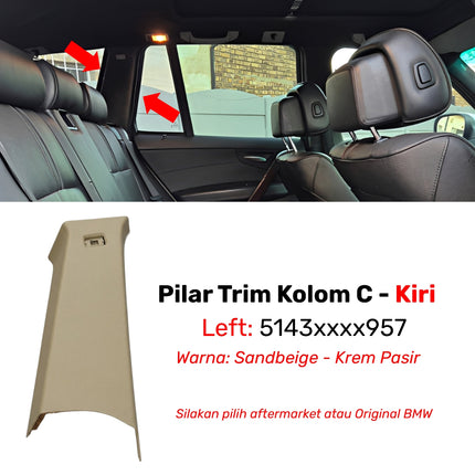 Pillar Trim Kolom C BMW E83 Panel Interior Bangku Belakang Rear Cover Gray Beige Original X3