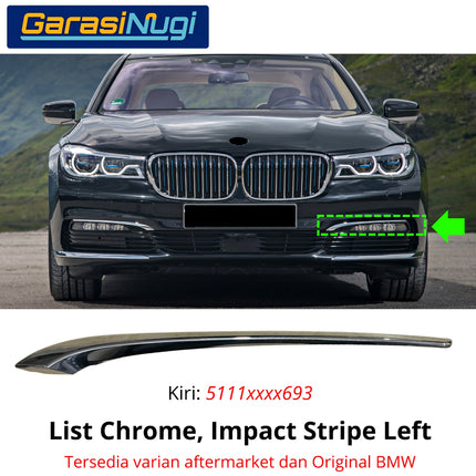List Chrome Bumper Depan BMW G11 G12 Original Trim Grille Impact Stripe Moulding 730 740