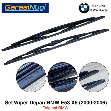 Wiper Depan BMW X5 E53 Original Sepasang Setir Kanan RHD Framed Bracket X5 2000 - 2006