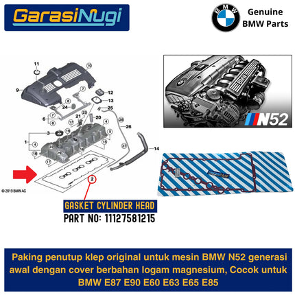 Gasket Valve Cover BMW N52 E90 E60 E65 Paking Penutup Klep Magnesium Original 11127581215 323 330