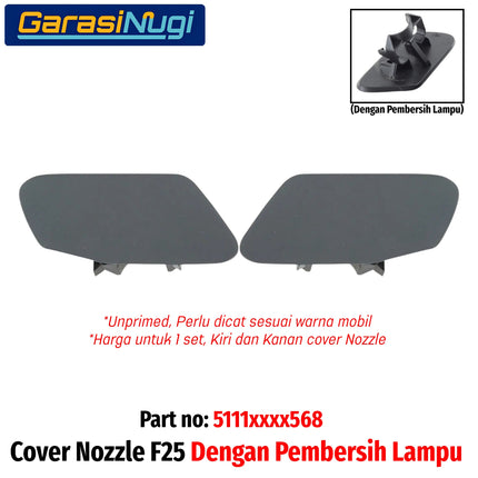 Cover Nozzle Washer BMW F25 Tutup Towing Lampu Bumper Depan X3 2011–2017