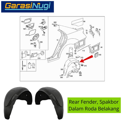 Rear Fender Mercedes W221 Penutup Spakbor Bagian Dalam Roda Belakang Wheel Arch Mercy S300 S350
