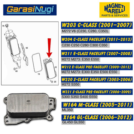 MARELLI Oil Cooler 2721880001 Mercedes M272 W203 W204 W211 W212 Original C230 C250 E350