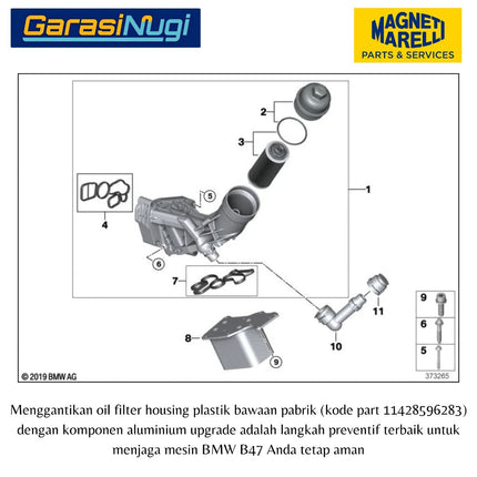 MARELLI Oil Filter Housing BMW F30 F20 G30 Mesin B47 B48 11428596283 Original Assembly 320 118