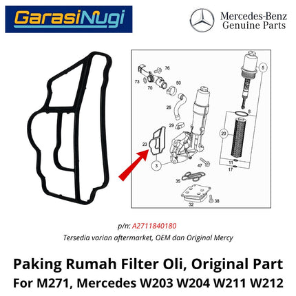 Paking Rumah Filter Oli Mercedes W203 W204 W211 W212 Seal Oil Gasket Original Mesin M271 C180 C200