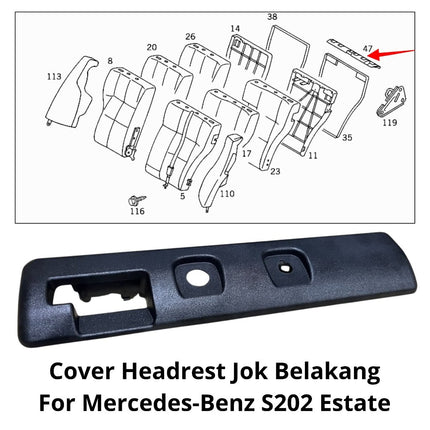 Cover Headrest Mercedes S202 Panel Trim Sandaran Kepala Jok Belakang Original C180 C200 Estate Wagon