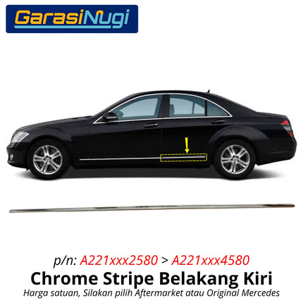 Chrome Stripe Mercedes W221 Garnish Moulding Bodi Samping Mercy S300 S350