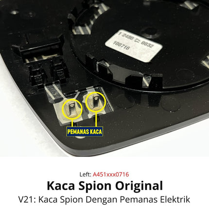 Kaca Spion Smart Fortwo W451 Side Mirror Glass Pintu Samping Door Side Original 2007 - 2015