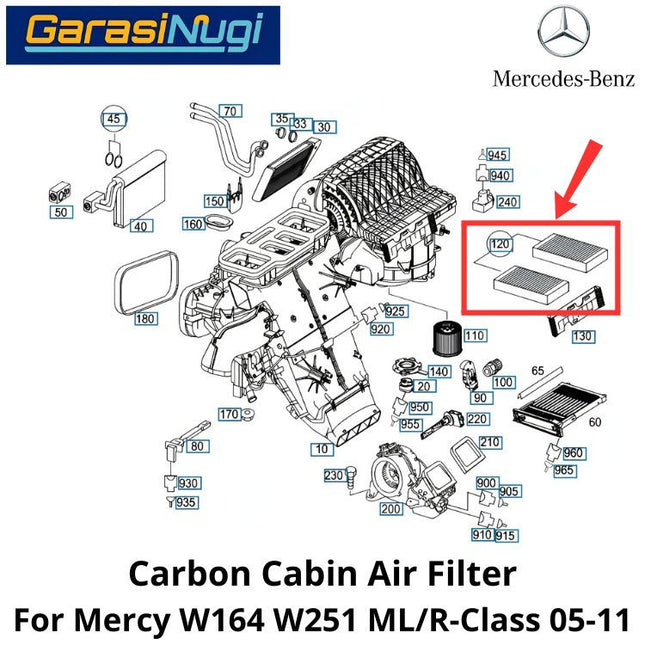 Filter Kabin Mercy W164 W251 Saringan Udara AC Microfilter Original Mercedes ML R350