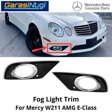 Fog Trim Mercy W211 AMG Cover Chrome Lampu Kabut Bracket E350