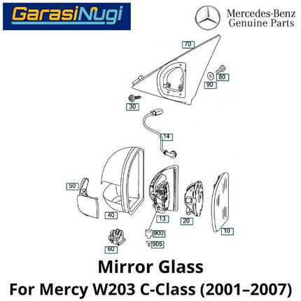 Mirror Glass Mercy W203 Cermin Kaca Spion Depan 2038100221 Mercedes C200