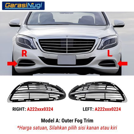 Fog Trim For Mercy W222 Pre-Facelift Cover Chrome Lampu Kabut Grill S450