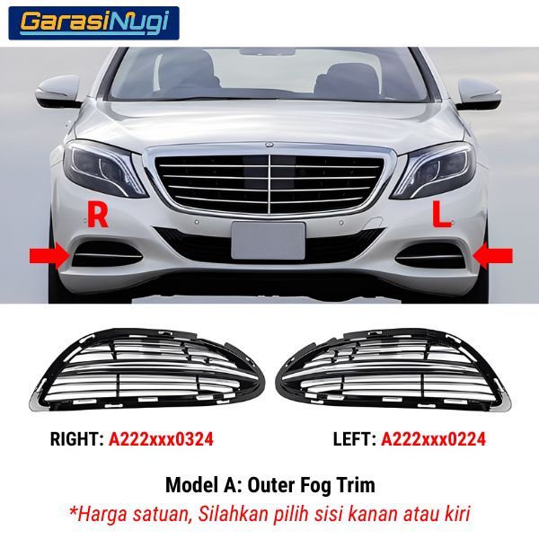 Fog Trim For Mercy W222 Pre-Facelift Cover Chrome Lampu Kabut Grill S450
