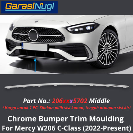 Chrome Lip Mercy W206 Spoiler Trim Bumper Depan Molding Mercedes C200 2021-2025