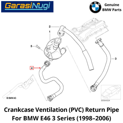 Crankcase Ventilation For BMW E46 PVC Return Hose Selang Ventilasi Bak Mesin 320 1998-2006