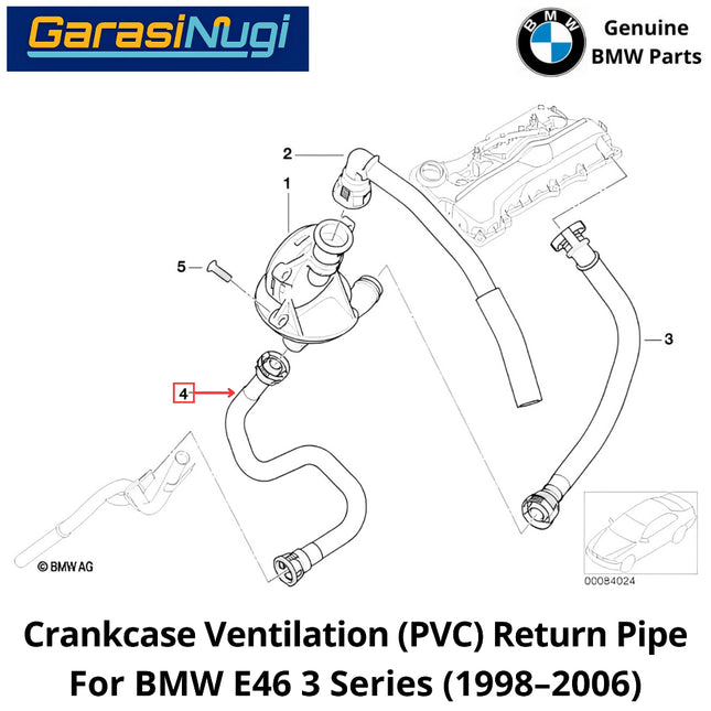Crankcase Ventilation For BMW E46 PVC Return Hose Selang Ventilasi Bak Mesin 320 1998-2006