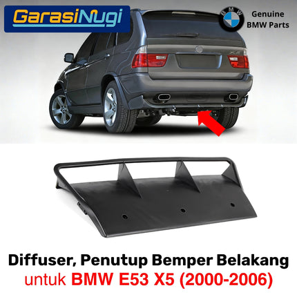 Diffuser Bemper Belakang BMW X5 E53 Cover Trim Plastik Bawah Original 2000 - 2006