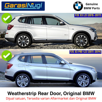 Weatherstrip BMW F25 Karet Lis Pelipit Pintu Kaca Samping Belakang Original Chrome Glossy Channel Cover X3