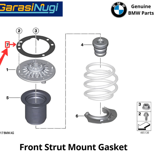 Front Strut For BMW F20 F30 F36 MINI F56 F55 Mount Gasket Ring Dudukan Peredam Kejut Depan 220 350 420