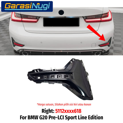 Cover Trim Reflector Belakang BMW G20 G28 Pre-LCI Luxury Line Housing Mata Kucing Rear Bumper 320