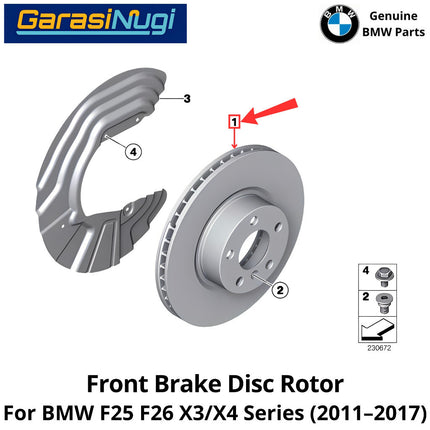 Front Brake Disc BMW F25 F26 Rotor 34106879122 Piringan Cakram Rem Depan Original X3 X4 2011-2017