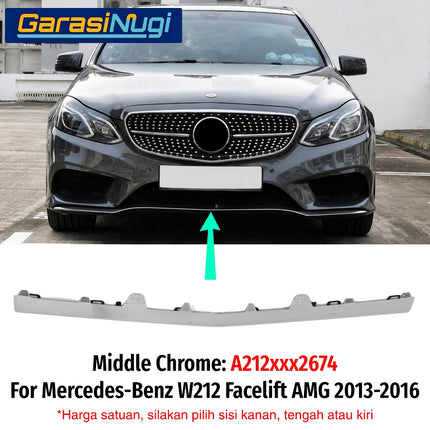 Chrome Lip Mercy W212 Facelift AMG Spoiler Trim Bumper Depan Molding Mercedes E200 E300
