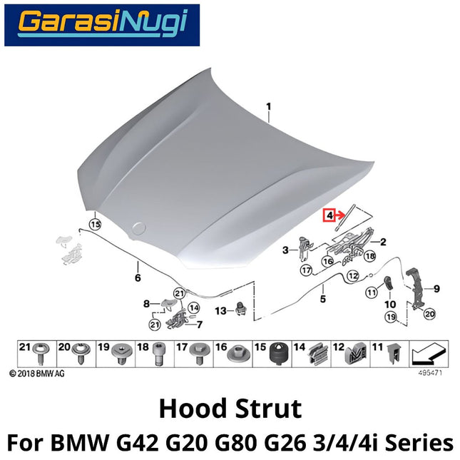 Hood Struts For BMW G42 G20 G26 Shock Per Kap Mesin 230 330 430 (2019-2026)