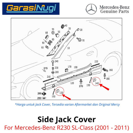Mercedes R230 Side Jack Point Dongkrak Cover Tutup Samping Original Mercy SL500 SL350