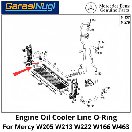Engine Oil Cooler Mercy W205 W213 W222 W166 Seal Gasket Ring Pendingin Oli Mesin M111 M278 Mercedes C200 E200 GLC