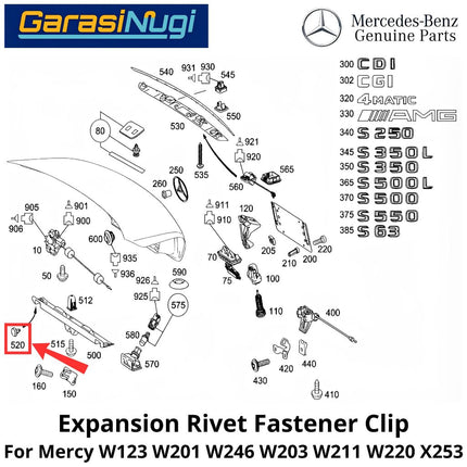 Plastic Multi-Purpose Mercy W201 W123 W203 W211 Expansion Rivet Fastener Clip Klip Pengikat Ekspansi Plastik Mercedes 190 C200 E200