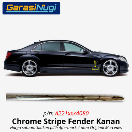 Chrome Stripe Mercedes W221 Garnish Moulding Bodi Samping Mercy S300 S350