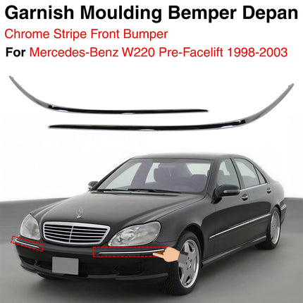 Chrome Stripe Mercy W220 Garnish Moulding Bemper Depan From Bumper S500