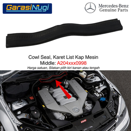 Mercedes W204 W207 Karet Lis Sekat Kap Mesin Cowl Seal Engine Hood Original C200 E200