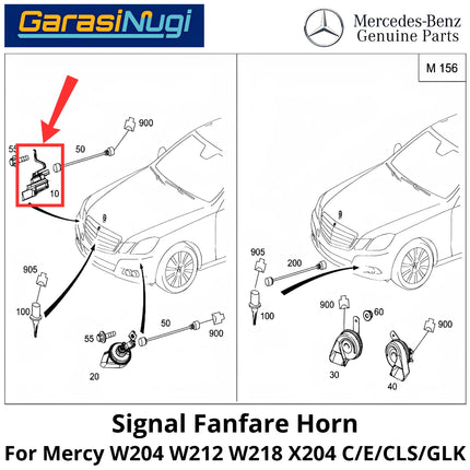 Electric Horn Signal Mercy W204 W212 W218 X204 Fanfare High and Low Note Terompet Klakson Mercedes C200 E200 CLS GLK