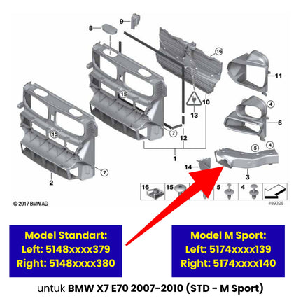 Brake Duct For BMW E70 Pre-LCI Bumper Depan Udara Rem Standart M Sport X5 2007-2010