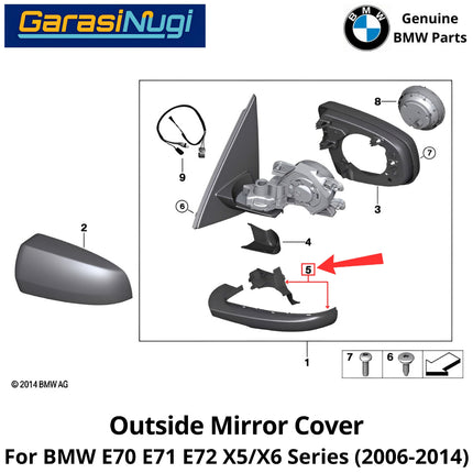 Outside Mirror BMW E70 E71 Cover Cap Penutup Kaca Spion Bingkai Luar X5 X6 2007-2014