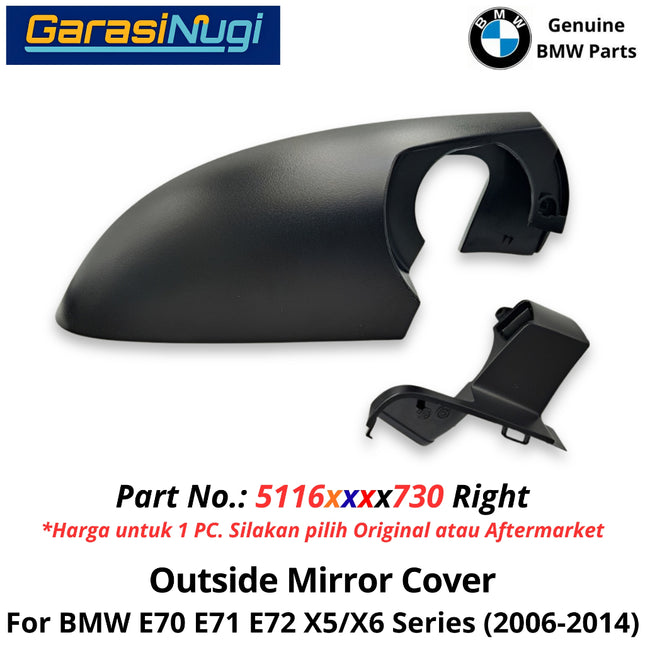 Outside Mirror BMW E70 E71 Cover Cap Penutup Kaca Spion Bingkai Luar X5 X6 2007-2014