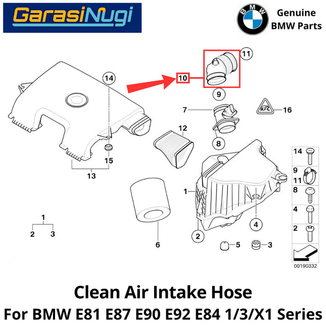 Air Intake Hose For BMW E81 E90 E92 E84 Engine N43 N45 Selang Saluran Masuk Udara Bersih 118 320 X1