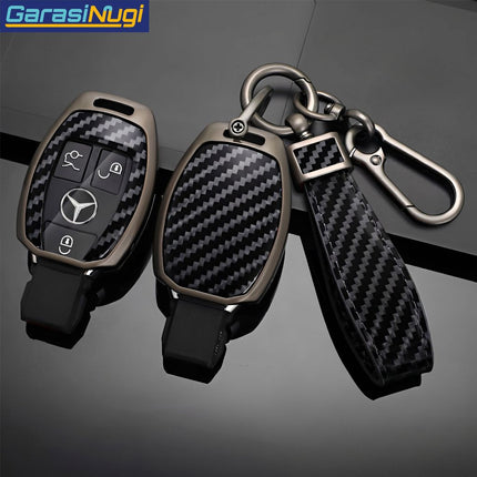 Key Case For Mercedes W212 Sarung Kunci Metal Gun Carbon Long Keychain