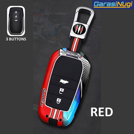 Key Case For Toyota Alphard Vellfire RAV4 Voxy Sienna Sarung Kunci Metal 3 Tombol Short Keychain