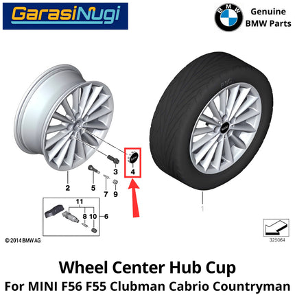 Wheel Center Cap MINI Cooper F56 F55 Clubman Chrome Ring Tutup Hub Tengah Roda Ban