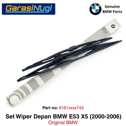 Wiper Depan BMW X5 E53 Original Sepasang Setir Kanan RHD Framed Bracket X5 2000 - 2006