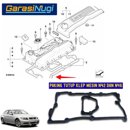 Paking Tutup Klep BMW E46 E90 E83 Original Gasket Valve Cover N42 N46 11120032224 Karet Deksel 318 320