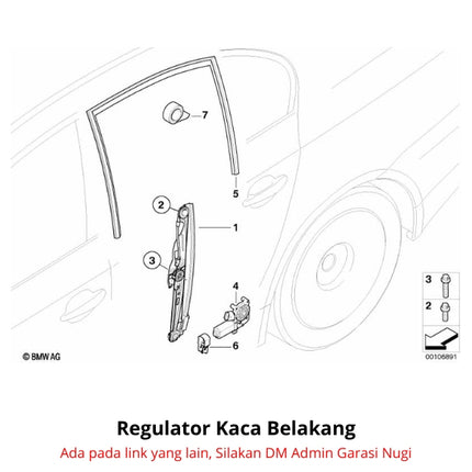 Window Regulator BMW E60 E61 Lifter Pengatur Jendela Pintu Depan Original 525 528