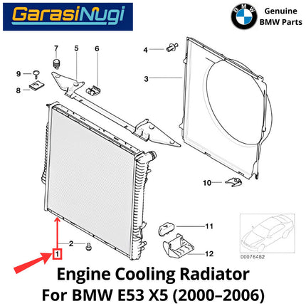 Radiator For BMW E53 Mesin M54B30 Engine Cooling Sistem Pendingin Mesin Original X5 2000-2006