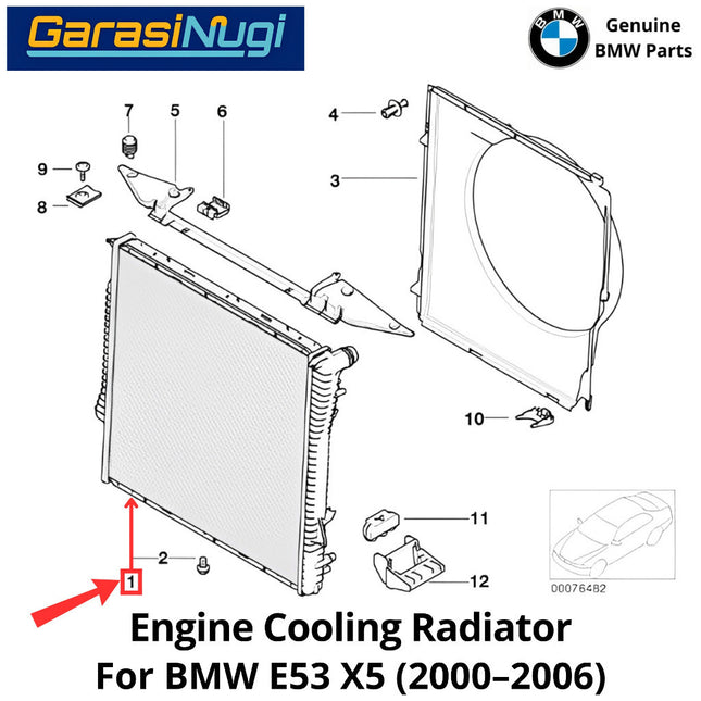 Radiator For BMW E53 Mesin M54B30 Engine Cooling Sistem Pendingin Mesin Original X5 2000-2006