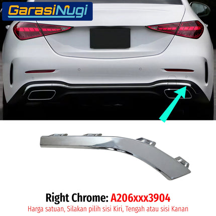 Chrome Stripe Mercy W206 Garnish Molding Krom Dan Hitam Glossy Bemper Belakang Mercedes C200 C300