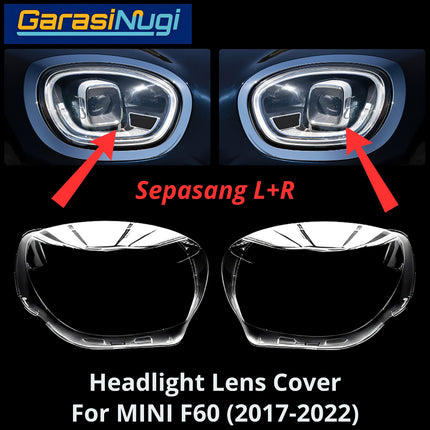 Mika Headlight For MINI Cooper F60 Lens Kaca Cover Lampu Depan 2017-2022