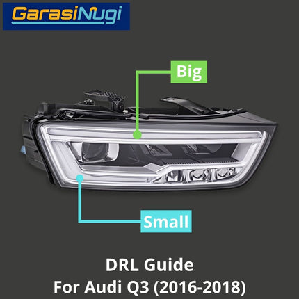 DRL Guide AUDI Q3 Eyebrow Angel Eyes LED Lampu Senja (2016-2018)